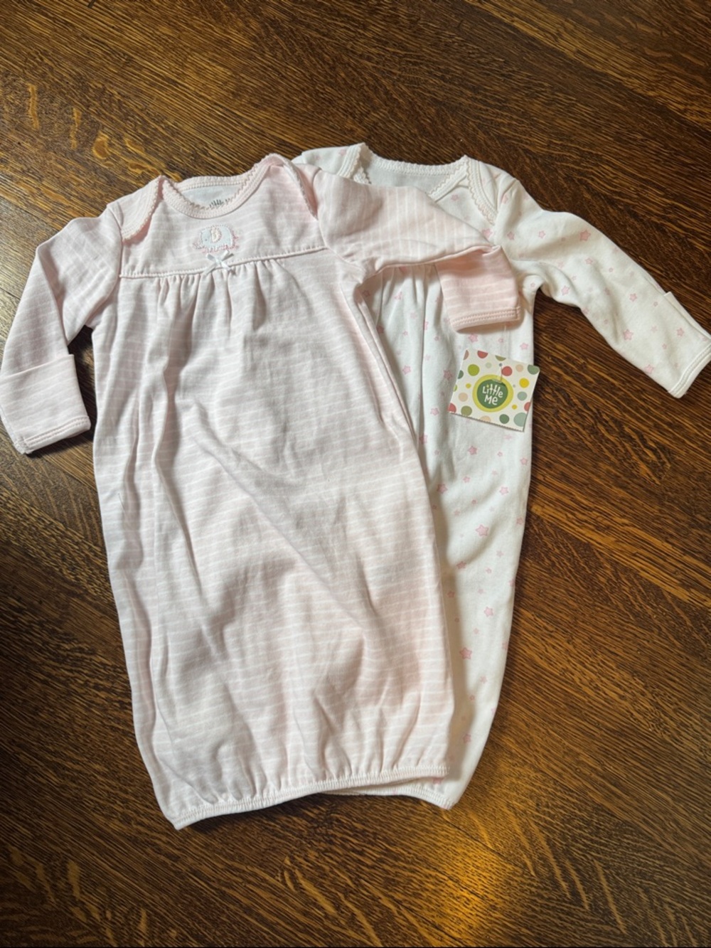 Little Me Pale Pink Stripe & Stars Gown Sleep Sack Set
